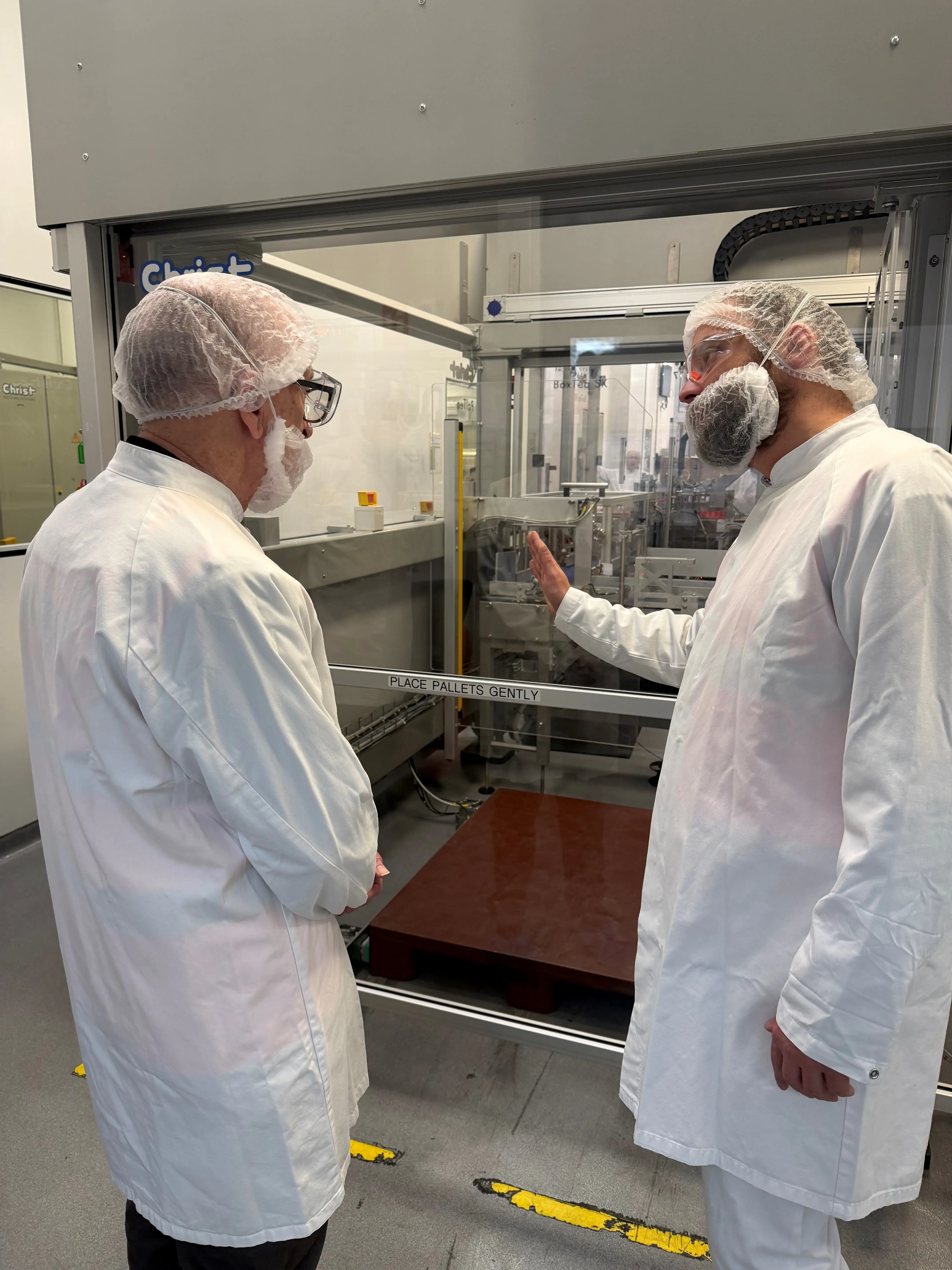 Showcasing Linthwaite production progress to local MP Paul Davies 